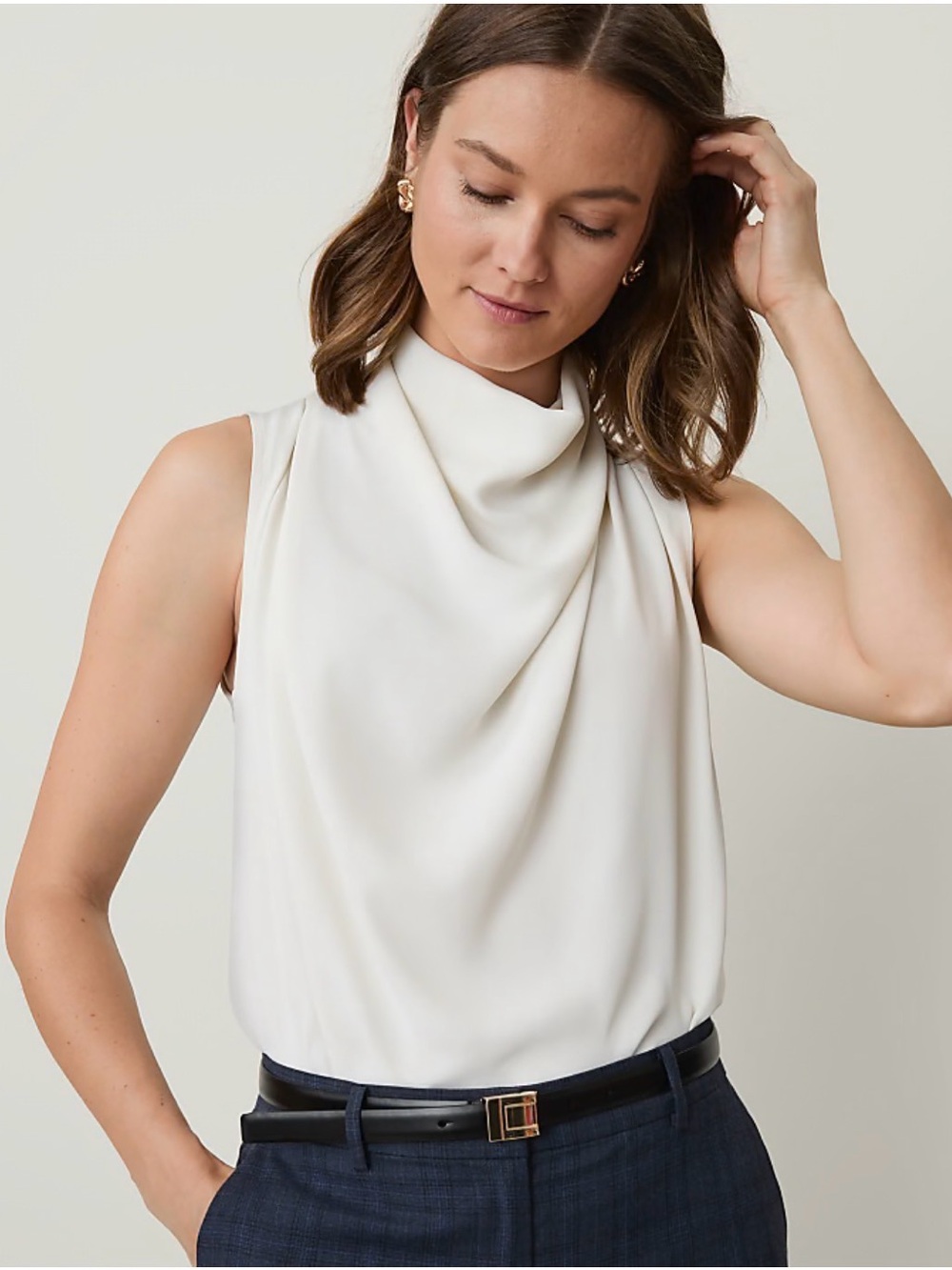 🆕 Ann Taylor Teal Draped Cowl Neck Sleeveless Top Size XL